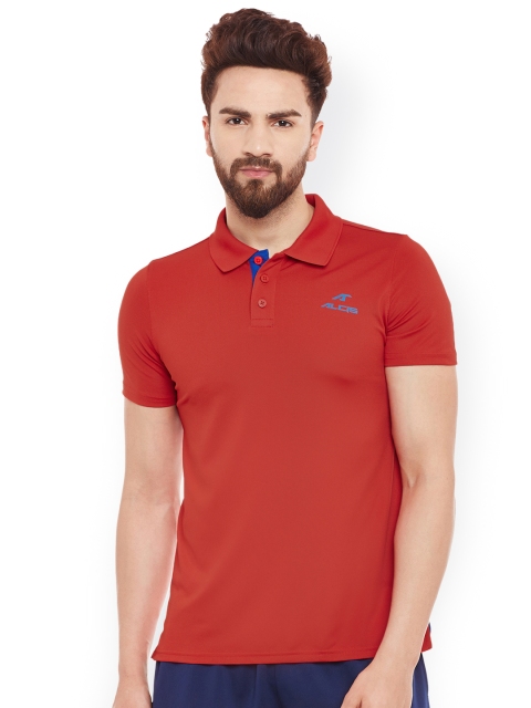 

Alcis Men Red Solid Slim Fit Polo Collar T-shirt