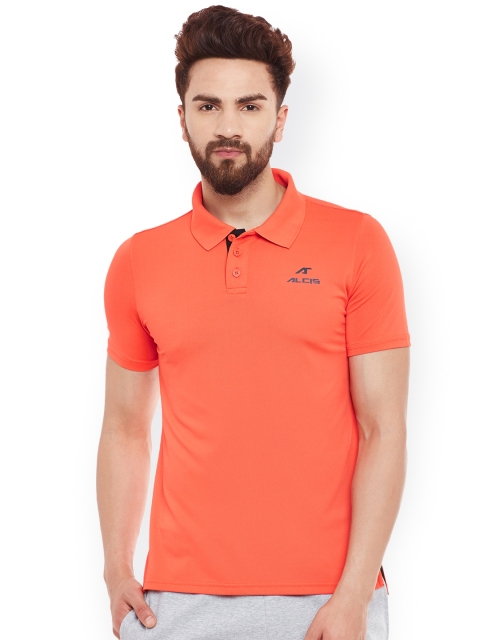

Alcis Men Orange Solid Slim Fit Polo Collar T-shirt