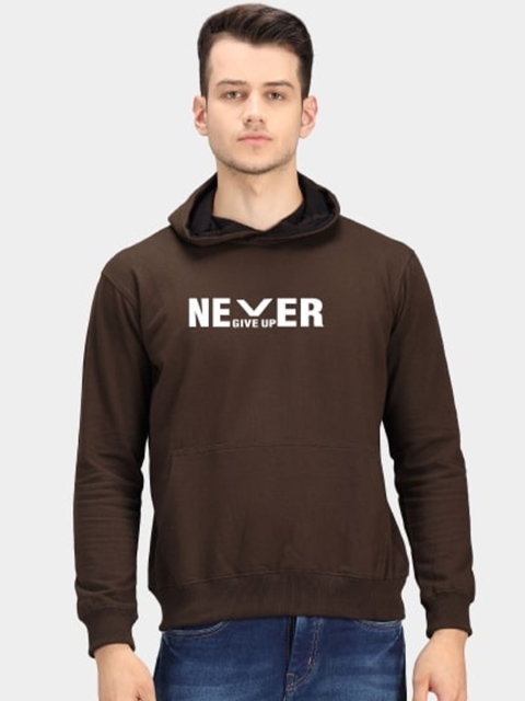 

PockMAN Men Olive Green Printed Hooded Sweatshirt