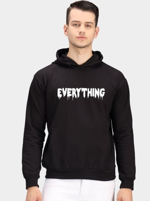 

PockMAN Men Black Printed Hooded Sweatshirt