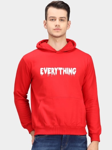 

PockMAN Men Red Printed Hooded Sweatshirt