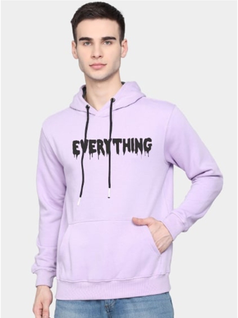 

PockMAN Men Purple Printed Hooded Sweatshirt