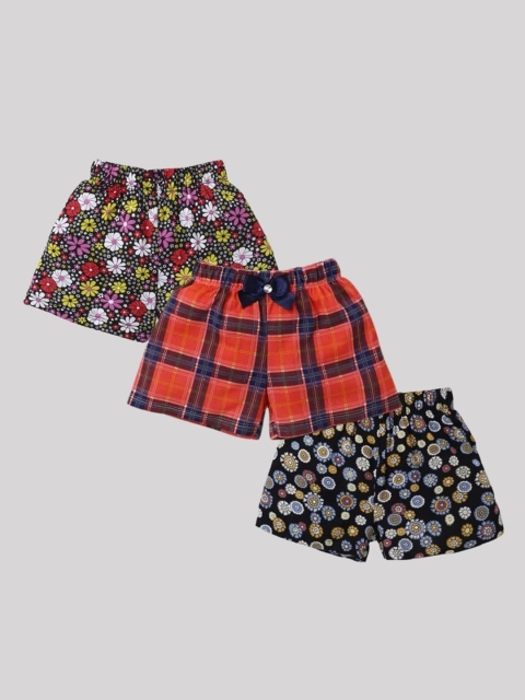 

CrayonFlakes Girls Pack of 3 Printed Cotton Shorts, Orange