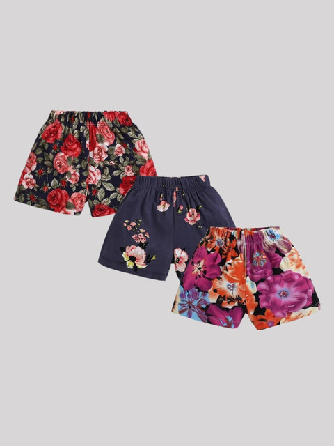 

CrayonFlakes Girls Multicoloured Floral Printed Shorts, Multi