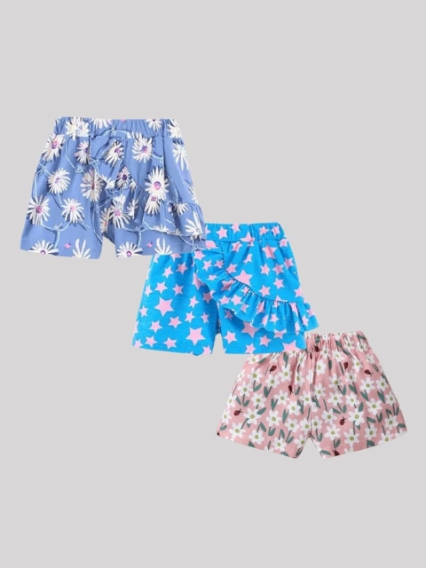 

CrayonFlakes Girls Multicoloured Floral Printed Shorts, Multi
