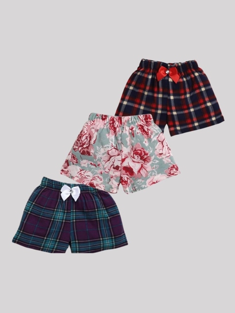 

CrayonFlakes Girls Pack Of 3 Multicoloured Printed Shorts, Multi