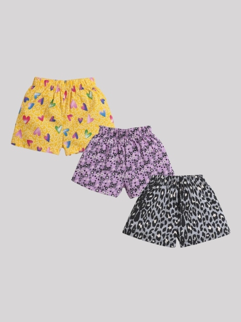 

CrayonFlakes Girls Multicoloured Set Of 3 Printed Shorts, Multi