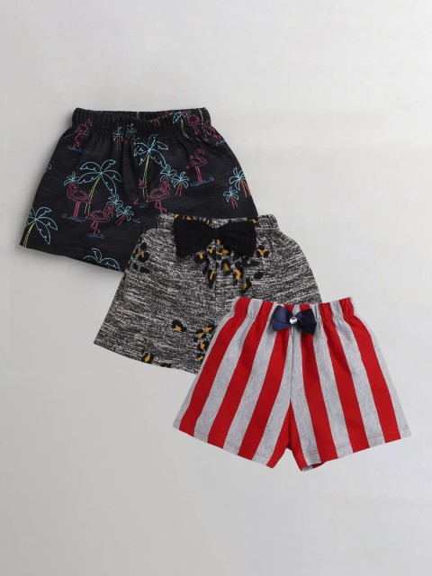 

CrayonFlakes Girls Set Of 3 Multicoloured Printed Shorts, Multi