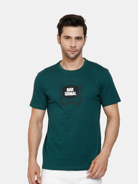 

PEPLOS Men Green Typography Printed T-shirt