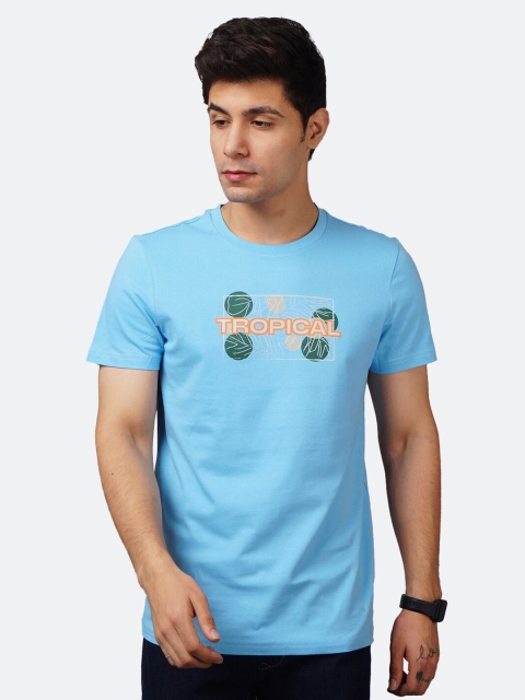 

PEPLOS Men Blue Typography Printed Cotton T-shirt