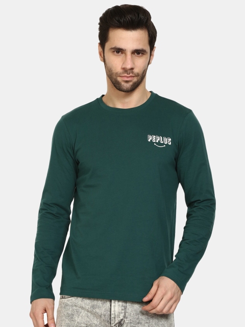 

PEPLOS Men Green Applique T-shirt