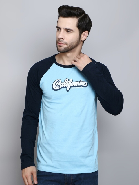 

PEPLOS Men Blue Typography Printed Cotton T-shirt