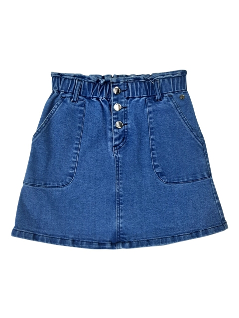 

Gini and Jony Girls Blue Solid A- Line Mini Denim Skirts