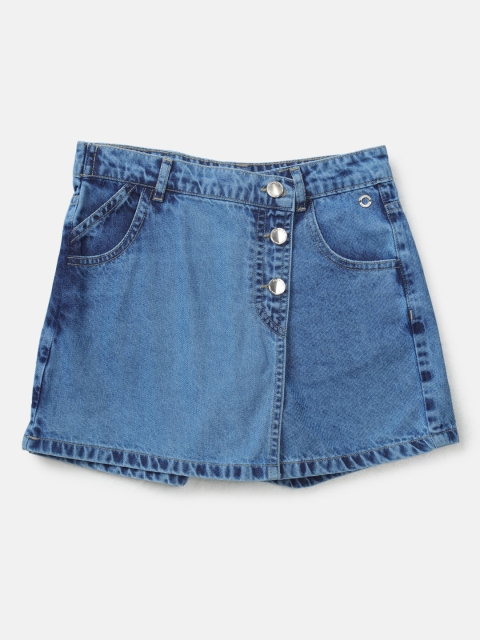 

Gini and Jony Girls Blue Solid Above Knee Length Skorts Denim Skirt