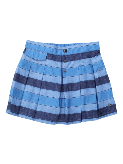 

Gini and Jony Girls Blue Striped & Pleated Mini Skirts