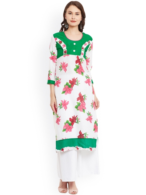 

AgrohA Women White & Pink Printed Kurta