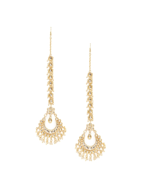 

Bamboo Tree Jewels Gold-Toned Contemporary Chandbalis Earrings