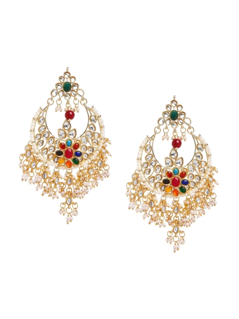 

Bamboo Tree Jewels Gold-Toned Contemporary Chandbalis Earrings