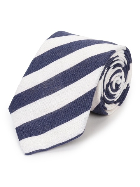 

HACKETT LONDON Men Navy Blue & White Striped Broad Tie