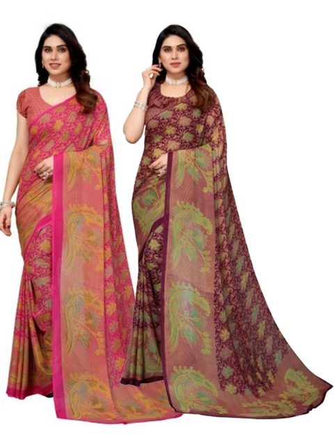 

Yashika Pink & Purple Floral Saree