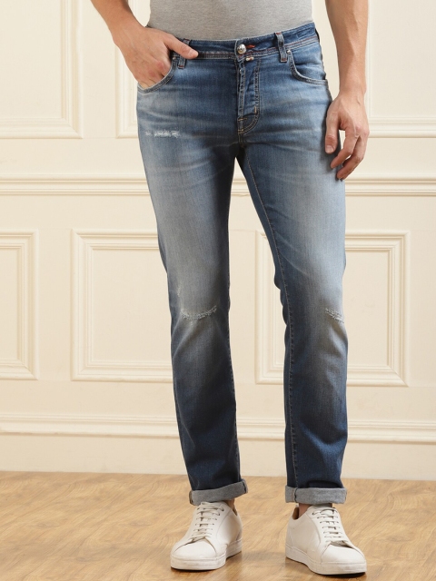 

Jacob Cohen Men Blue Mildly Distressed Heavy Fade Regular Fit Jeans
