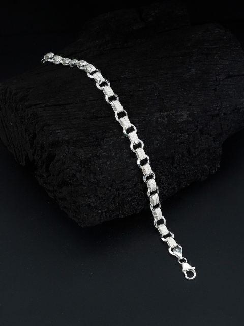 

GIVA Men Silver-Toned Sterling Silver Rhodium-Plated Cuff Bracelet
