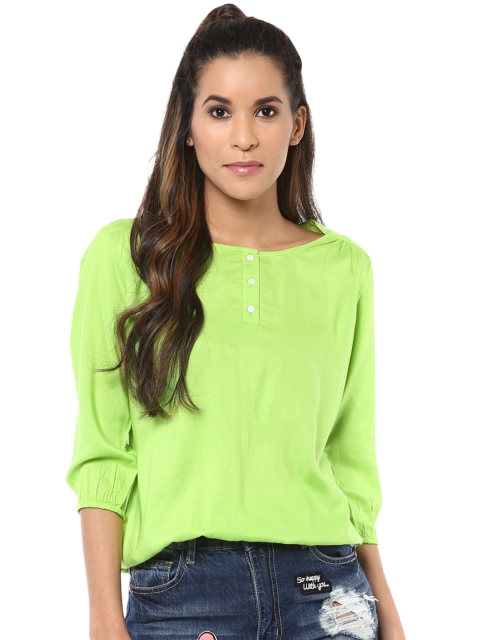 

Harpa Women Green Solid Blouson Top