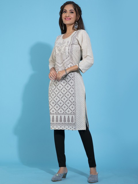 

POONAM DESIGNER Women Beige Khadi Kurta