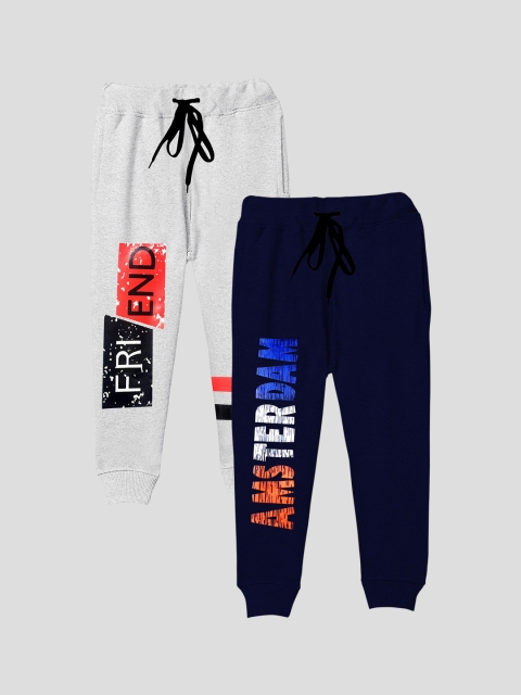 

KUCHIPOO Kids Pack Of 2 Printed Joggers, Navy blue
