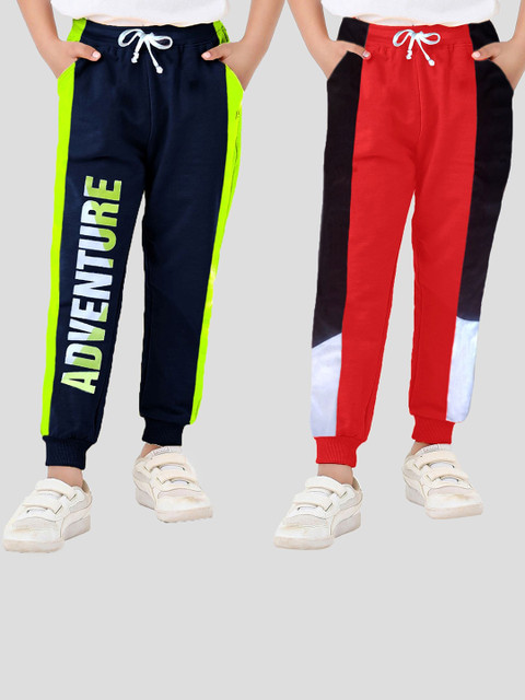 

KUCHIPOO Kids Pack Of 2 Blue and Red Printed Jogger