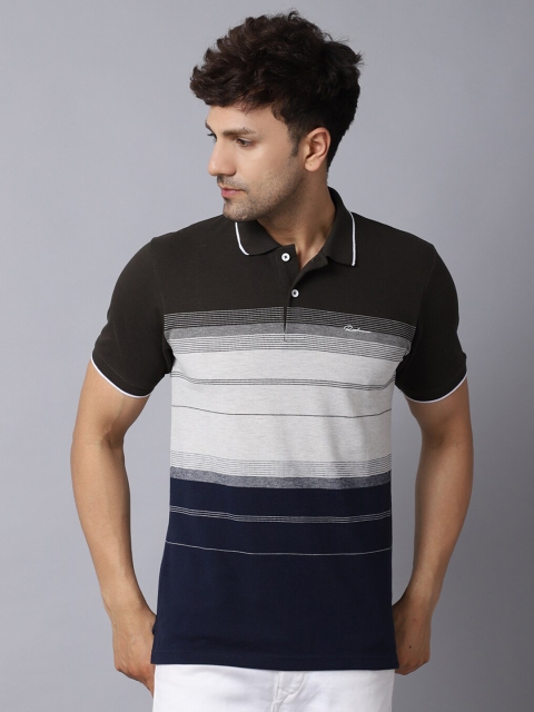 

Rodamo Men Multicoloured Striped Polo Collar Slim Fit T-shirt, Multi