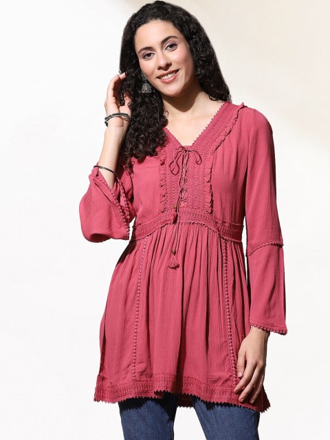 

Lakshita Women Maroon & desert rose Empire Top