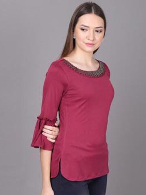 

Lakshita Maroon Modal Embellished Monochrome Tunic
