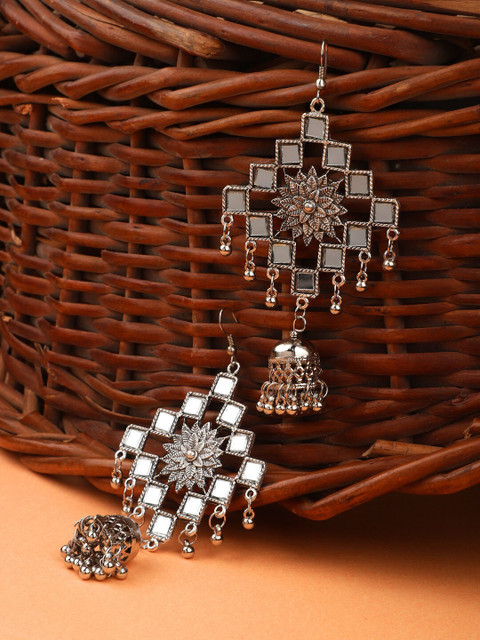 

CARDINAL Silver-Toned Contemporary Drop Earrings