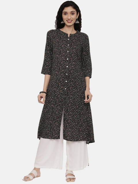 

R&B Women Black Floral Printed Kurta