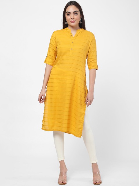 

R&B Women Yellow Striped Kurta