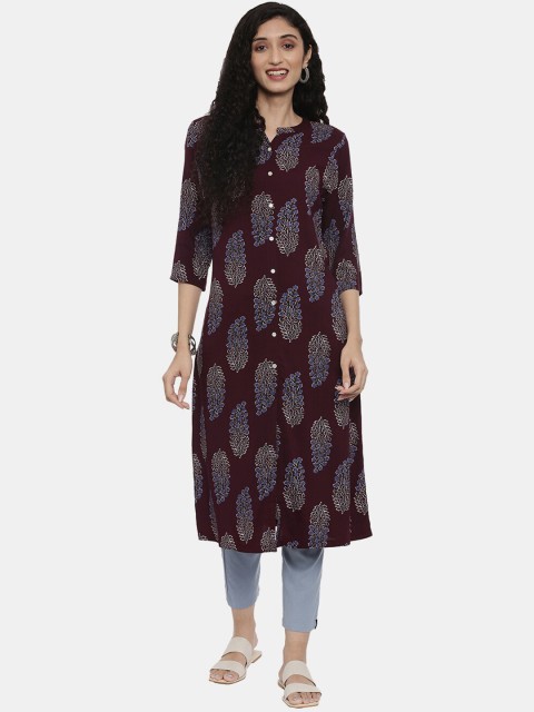 

R&B Women Maroon Ethnic Motifs Printed Kurta