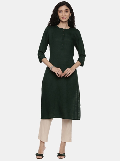 

R&B Women Green Colourblocked Thread Work Kurta