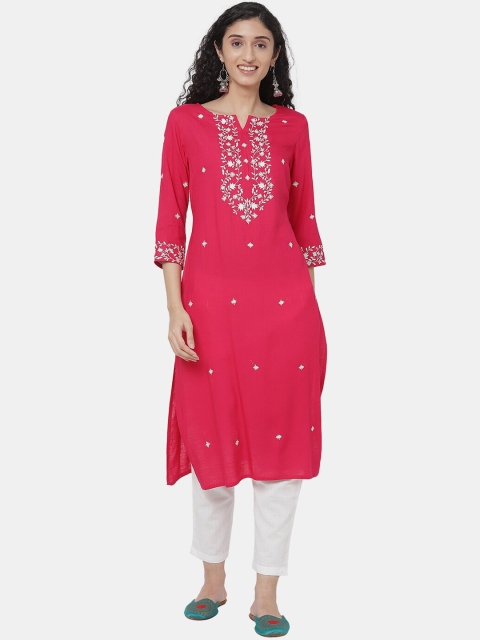 

R&B Women Fuchsia Floral Printed Kurta