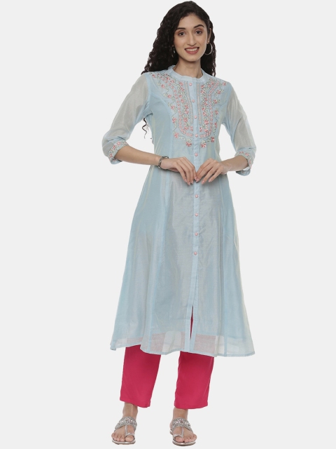 

R&B Women Blue Embroidered Thread Work Kurta