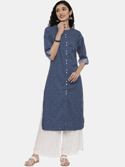 

R&B Women Blue Geometric Printed Kurta