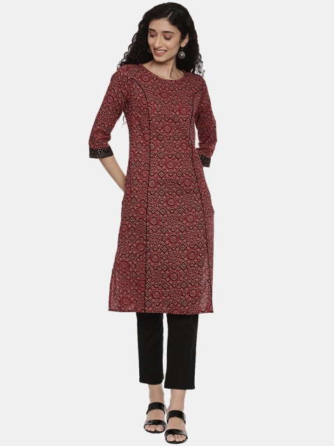 

R&B Women Maroon Ethnic Motifs Printed Kurta