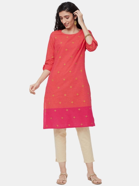 

R&B Women Pink Woven Design Kurta