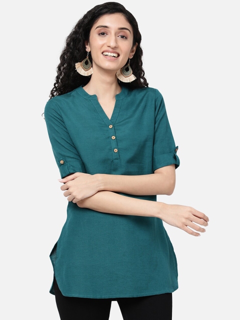 

R&B Teal Blue Solid Pathani Kurti