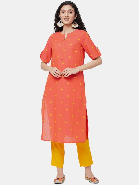 

R&B Women Orange Ethnic Motifs Printed Kurta