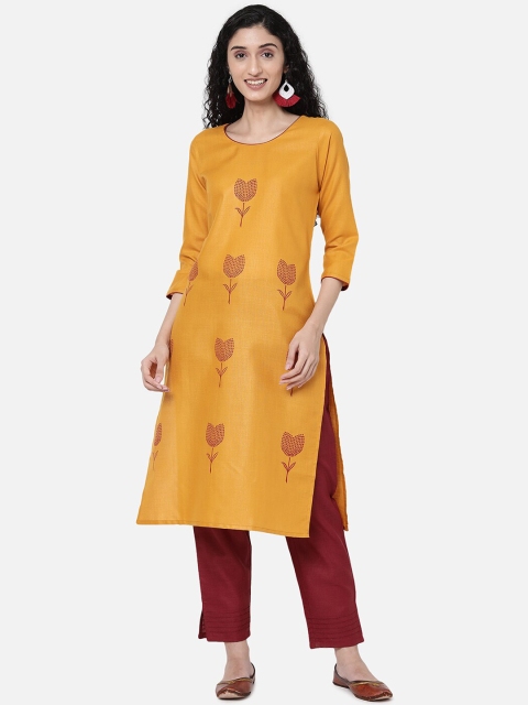 

R&B Women Yellow Ethnic Motifs Patchwork Kurta