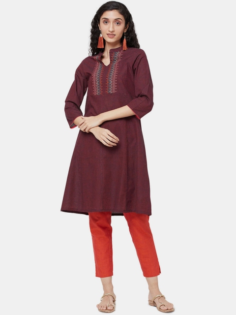 

R&B Women Maroon Thread Work Kurta