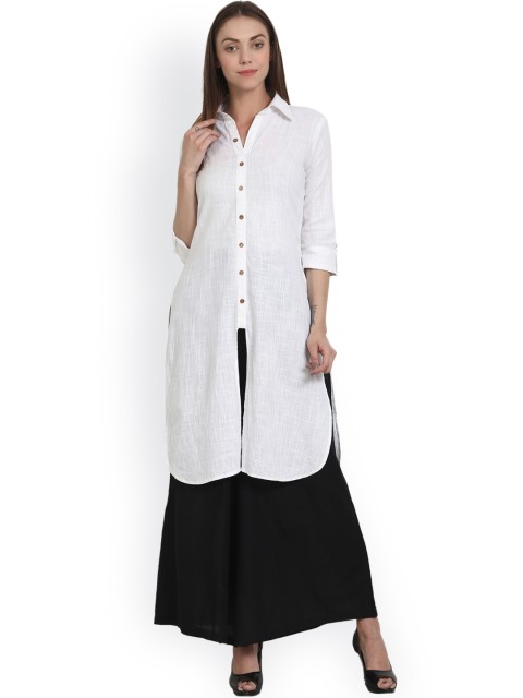 

Nayo Women White Solid Straight Kurta