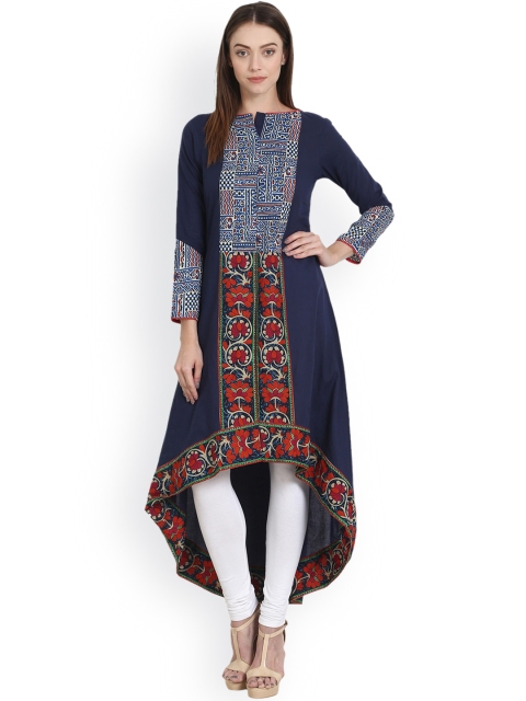 

Nayo Women Blue Printed A-Line Kurta