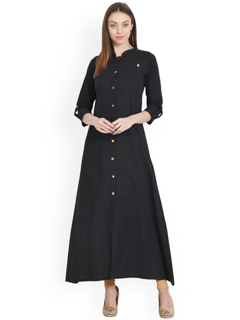 

Nayo Women Black Solid A-Line Kurta